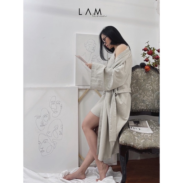 Áo khoác Kimono dài Linen