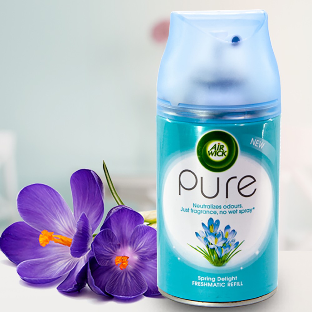Bình xịt tinh dầu thiên nhiên Air Wick Spring Delight 250ml - hoa nghệ tây, thơm phòng, khử mùi