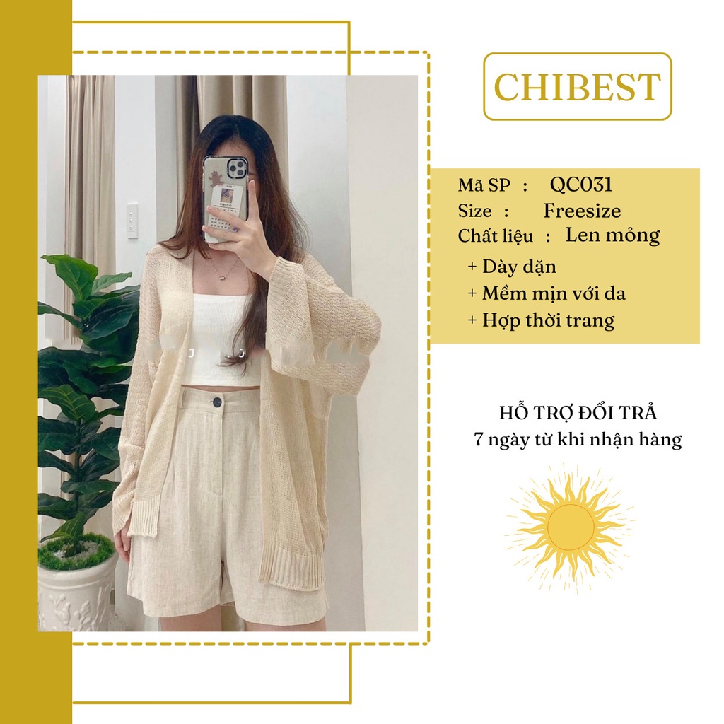 Áo cardigan len mỏng form rộng dệt kim ulzzang dáng dài thời trang cho nữ CHIBEST QC031