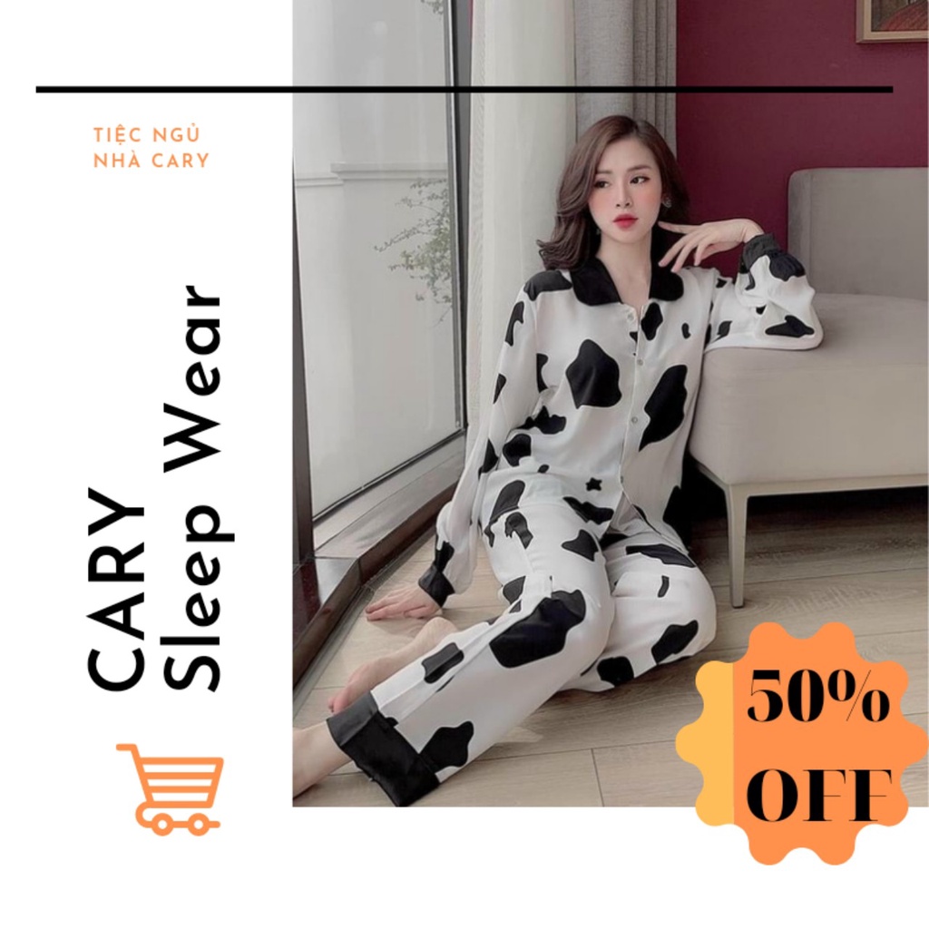 Đồ bộ nữ pijama mặc nhà CARY ,bộ ngủ dài tay cổ sen dễ thương bigsize cao cấp chất dày ấm