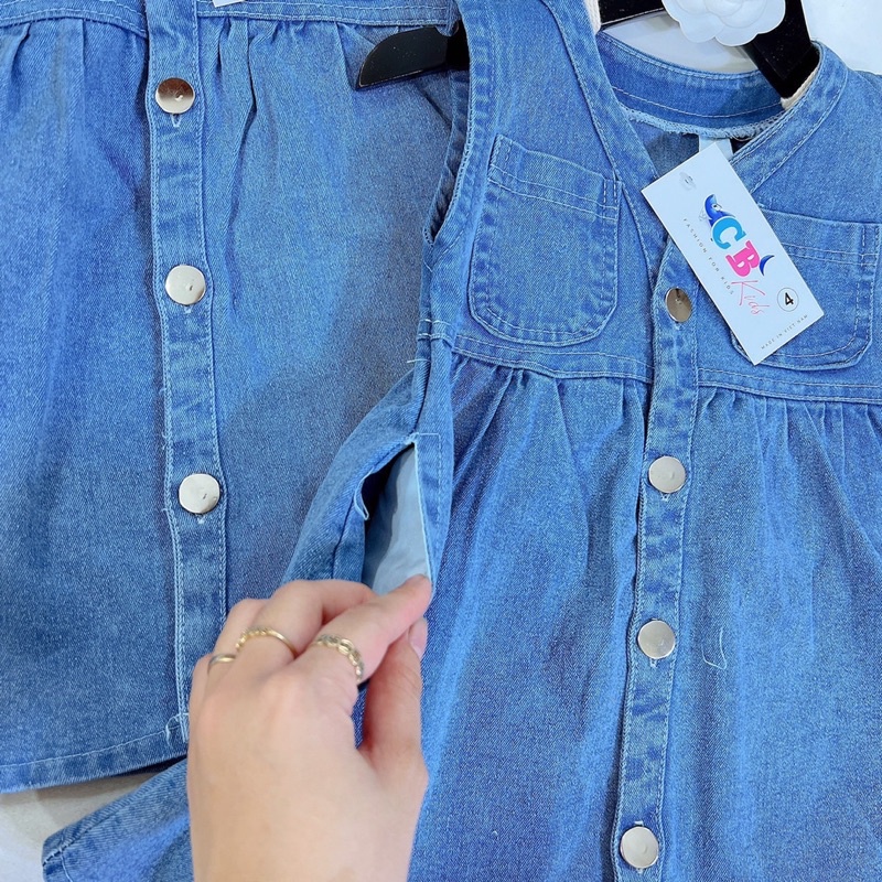 Sét váy jean cổ v cho bé gái từ 10-20kg💋hàng đẹp