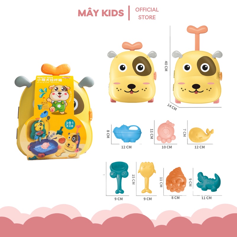 Vali Xúc Cát Đi Biển Dành Cho Các Bé Nhiều Chi Tiết, Vali Kéo Du Lịch Cho Bé - Mây Kids