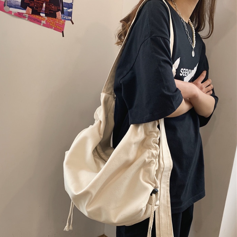 Túi Vải Canvas Đeo Chéo Thời Trang Hàn Quốc Cho Nữ