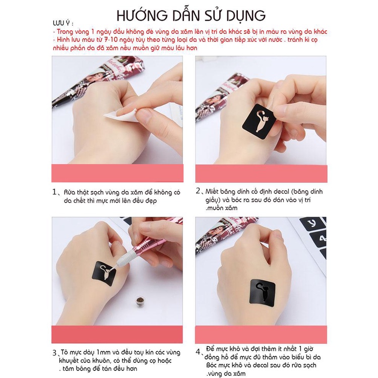 Combo Khuôn xăm A4 + mực xăm siêu tốc 7 ngày - Baystore