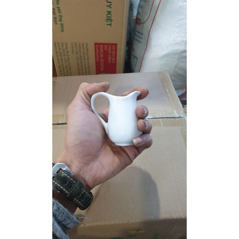 Bình rót sữa, ly rót sữa sứ trắng bình rót mật ong, siro, tiệc trà milk jar 35ml 75ml 100ml