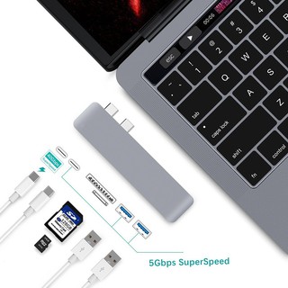 Thunderbolt 3 usb c hub to pd/usb-c date/tf/sd card reader/hub 3.0 adapter for macbook pro/air 2018 type-c