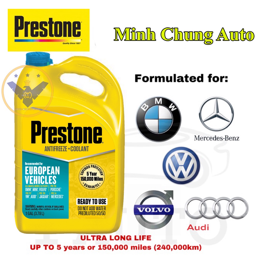 Nước làm mát động cơ xe ô tô màu xanh dương PRESTONE EUROPEAN - USA can 3.78L