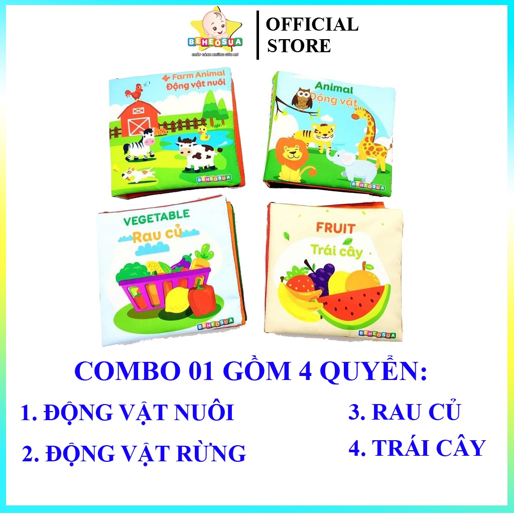 Sách vải  - sách vải cho bé kích thích thị giác với nhiều chủ đề bằng tiếng anh giúp bé vừa học vừa chơi