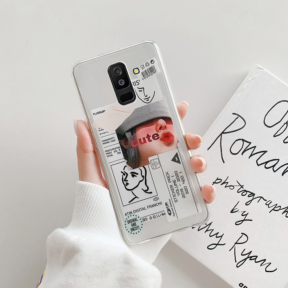 Ốp điện thoại silicon mềm trong suốt hình tem nhãn SM-J810Y cho Samsung Galaxy J8 2018 J810 J810F