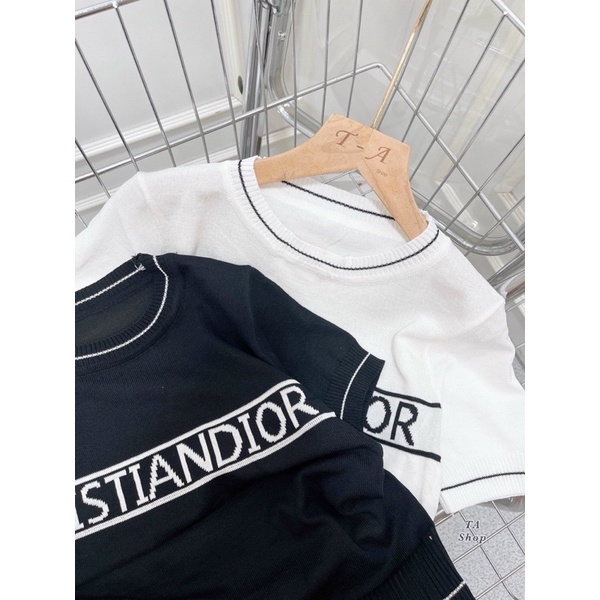 Áo len mỏng mongtoghi viền chữ Đì O hai màu Trắng , Đen