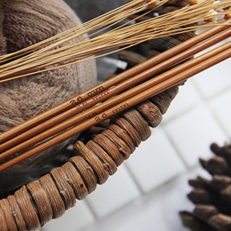Bộ 4 cây đan len thẳng bằng tre cacbon hóa dùng đan móc may vá thủ công 25 cm