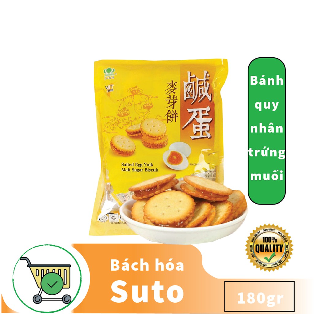 Bánh quy nhân trứng muối Đài Loan túi 180g thơm ngon, ăn kiêng, giảm cân Sutoshop