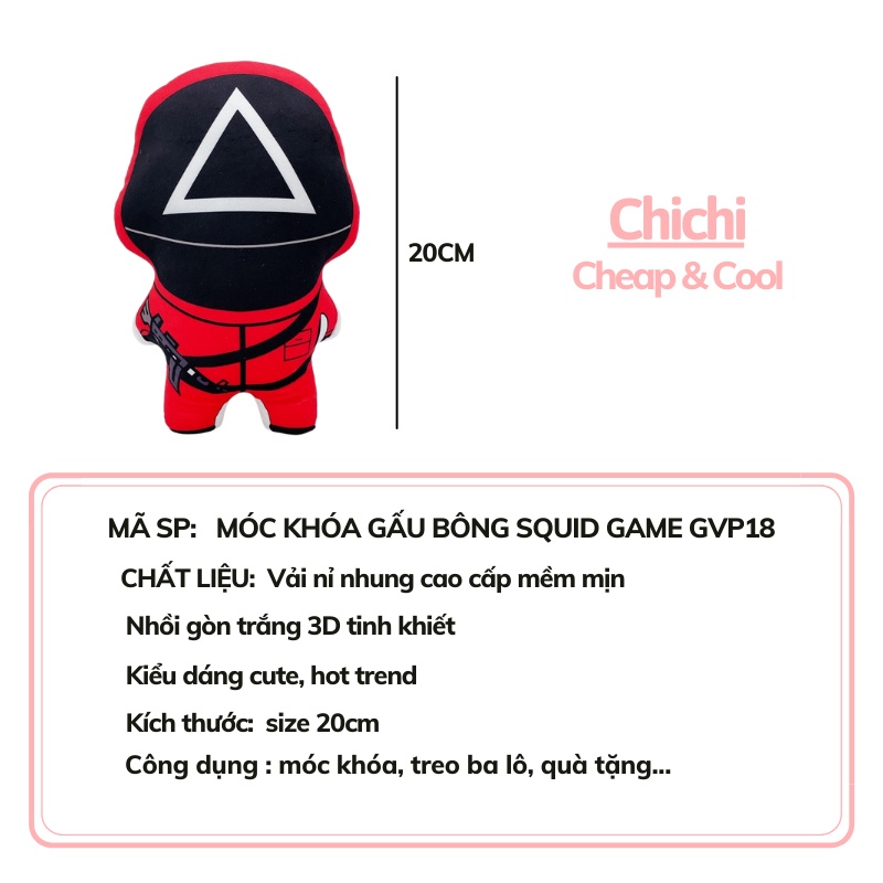 Móc khóa gấu bông squid game cute đẹp dễ thương treo balo giá rẻ ChiChi GVP18