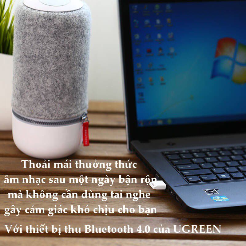 Thiết bị USB thu phát Bluetooth 4.0 UGREEN US192 30443 cho máy tính laptop - Hàng Chính Hãng