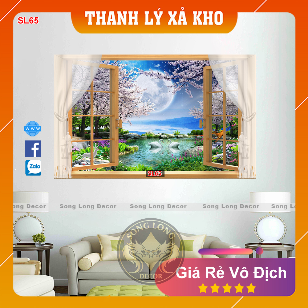 [Mã SKAMLTSM9 giảm 10% đơn 99K] Tranh Dán Tường Cửa sổ Thần Tiên - SL65-Tranh 3d Phòng Ngủ - Song Long Decor