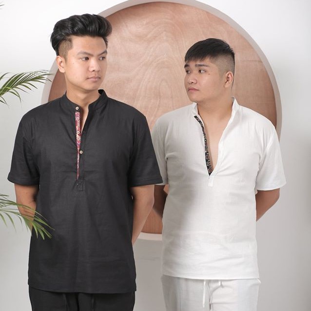 Áo Đũi Nam Cổ Tàu Phối thổ cẩm Cách điệu Siêu đẹp, Lạ mắt, chất vải co giãn, mặc nhẹ mát! | BigBuy360 - bigbuy360.vn