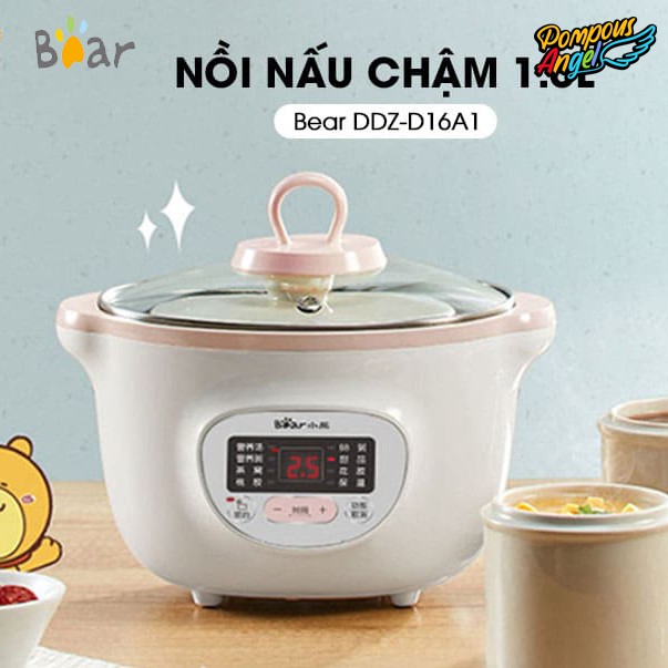 Nồi nấu chậm, hầm chậm nấu cháo cách thủy, chưng yến, kho cá BEAR DDZ-D16A1 1.6L thố sứ