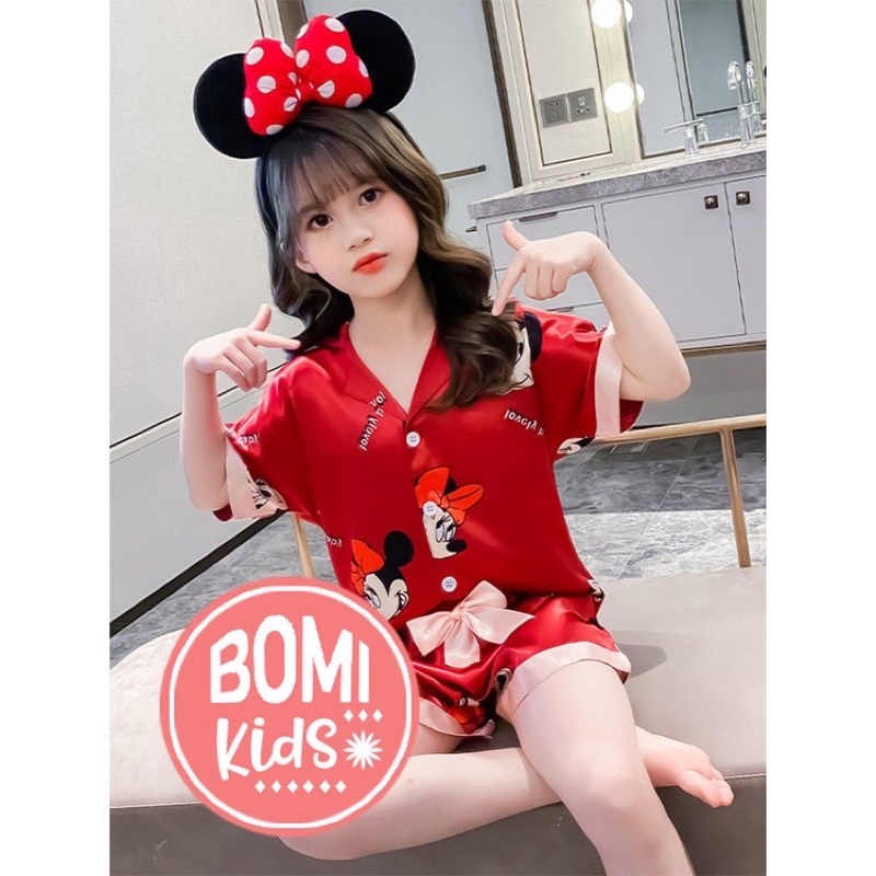 [ 8kg - 26kg] Đồ Bộ Mặc Nhà Pijama Lụa Cao Cấp Cộc Tay Cho Bé