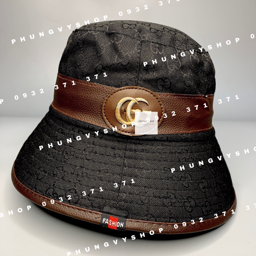 Mũ bucket GG DỆT VIỀN DA- nón tai bèo vành unisex