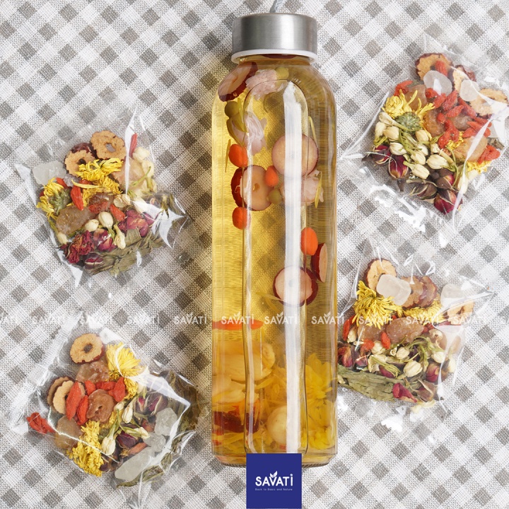 TRÀ DƯỠNG NHAN 7 VỊ (Bổ dưỡng đẹp da ngăn ngừa lão hóa, có táo đỏ kỷ tử hoa cúc long nhãn nụ hồng) | BigBuy360 - bigbuy360.vn