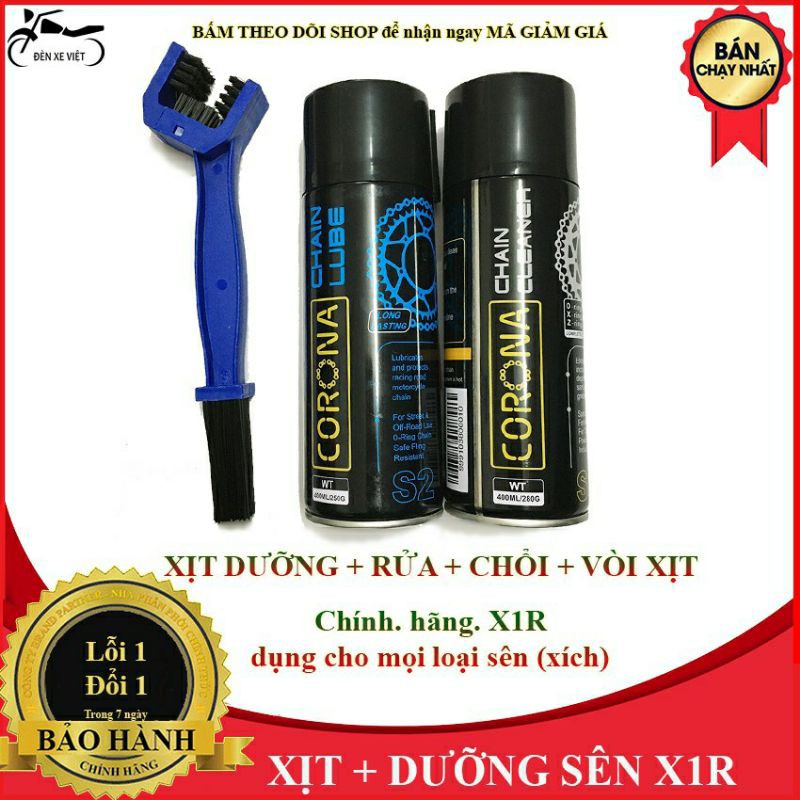 Combo xịt dưỡng sên corona tặn kèm chổi