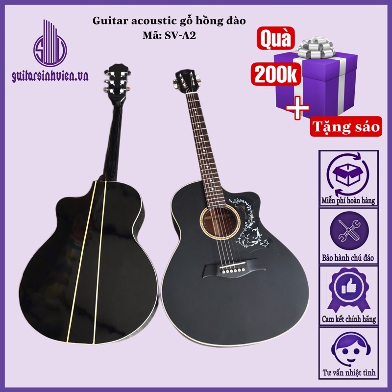 Đàn guitar acoustic SV-A2 - Gỗ thịt âm chuẩn chơi lâu dài - Tặng full phụ kiện -  Bảo hành 1 năm