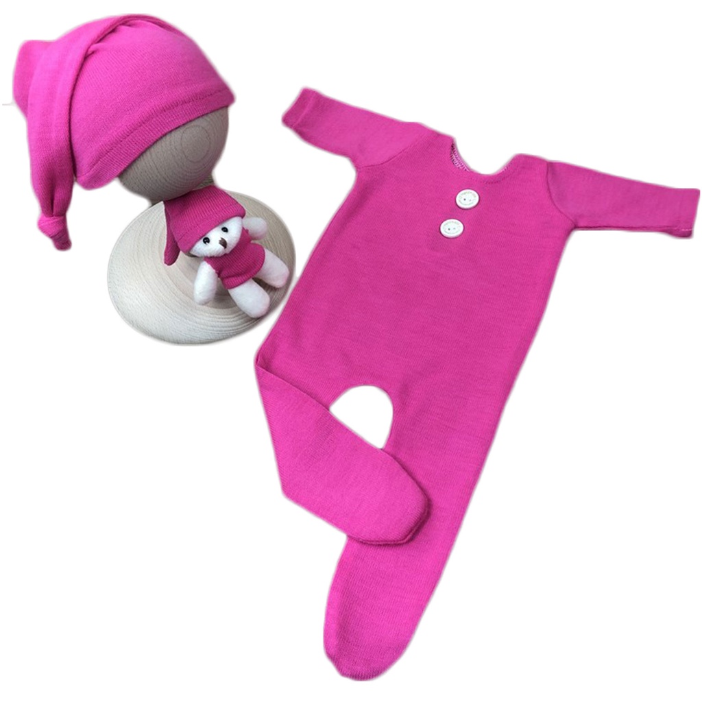 Bộ 3 Món Áo Liền Quần + Mũ + Đuôi Dài + Băng Đô Chụp Ảnh Cho Bé Sơ Sinh