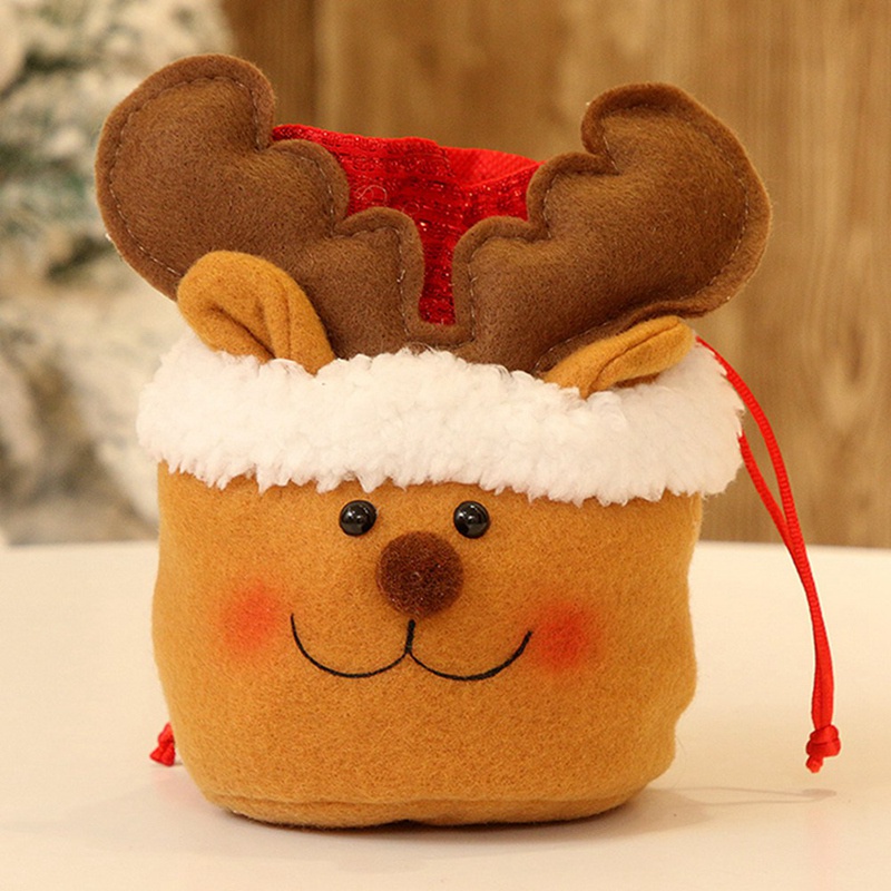 Tmdbyx Túi dây rút hình ông già noel/ người tuyết/ tuần lộc đựng quà Giáng Sinh/ năm mới