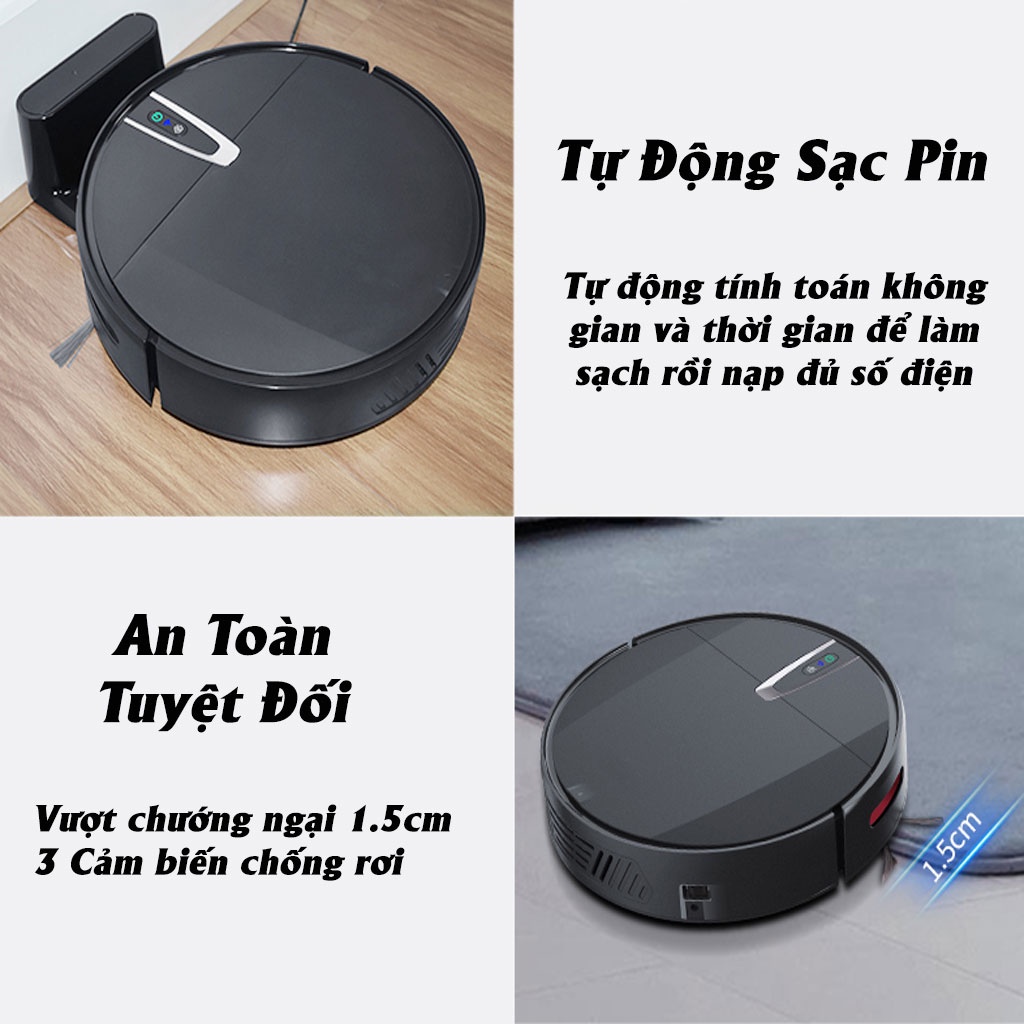 Bảo Hành 2 Năm  Robot hút bụi lau nhà E02, rô bốt thông minh lau khô ướt  Sạc tự động Cảm biến chống rơi