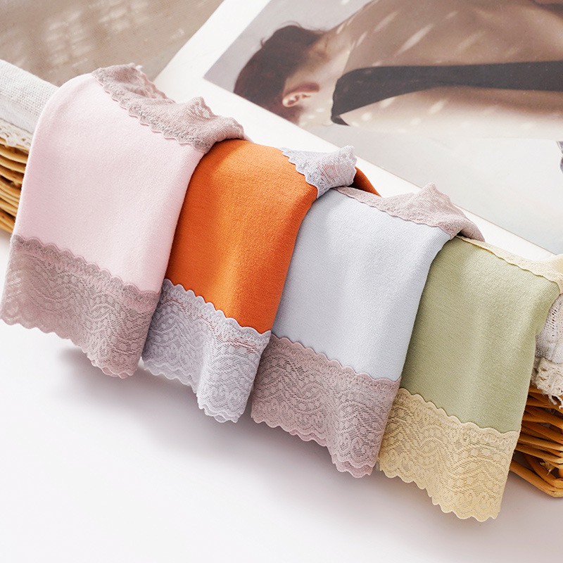 (Chọn màu, che tên) Quần lót nữ cạp cao cotton cao cấp viền ren thoáng khí | BigBuy360 - bigbuy360.vn