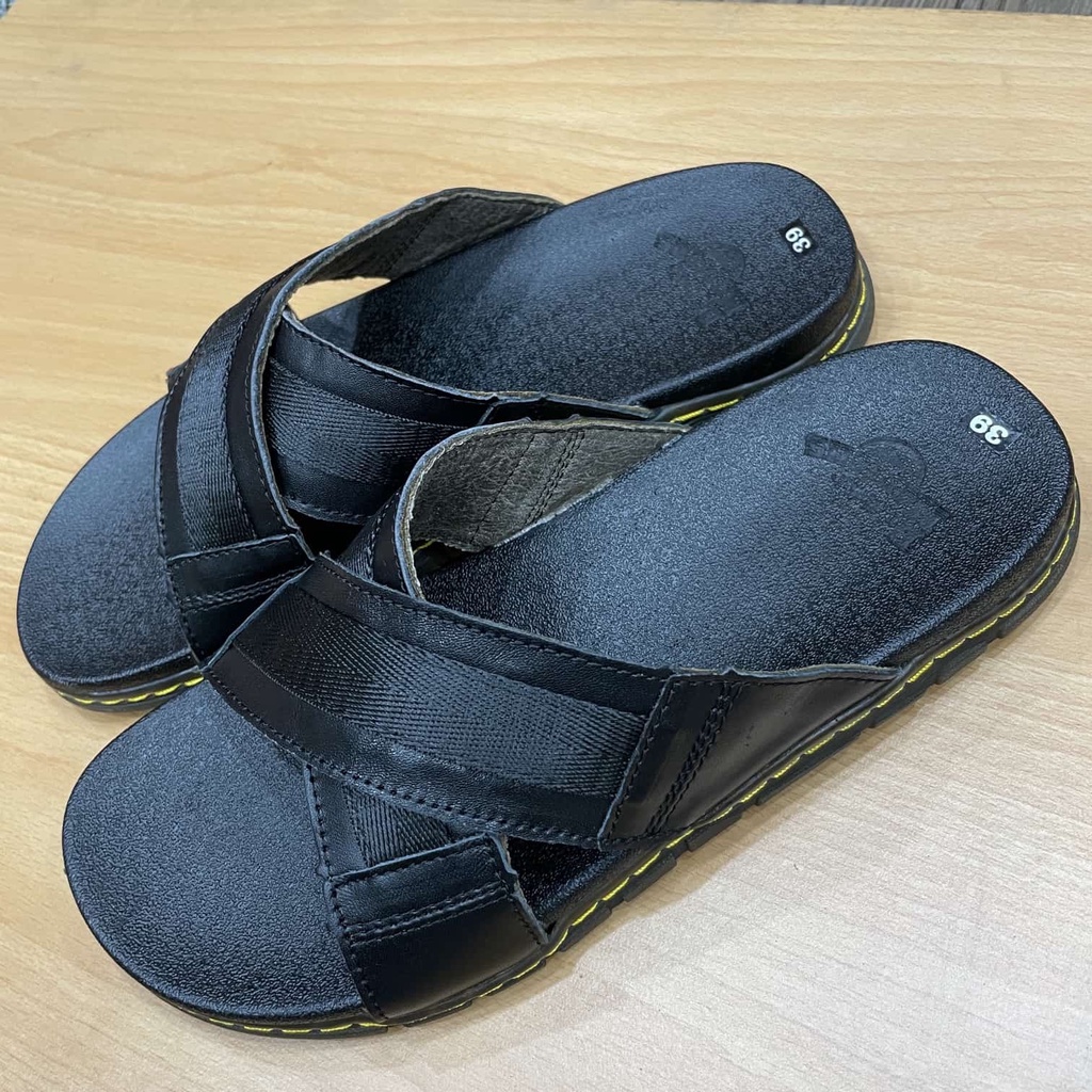 Dép nam quai ngang chéo da bò