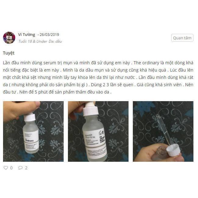 [CHÍNH HÃNG][SALE]Tinh chất The Ordinary Niacinamide 10% + Zinc 1% thu nhỏ lỗ chân lông 30ml | BigBuy360 - bigbuy360.vn