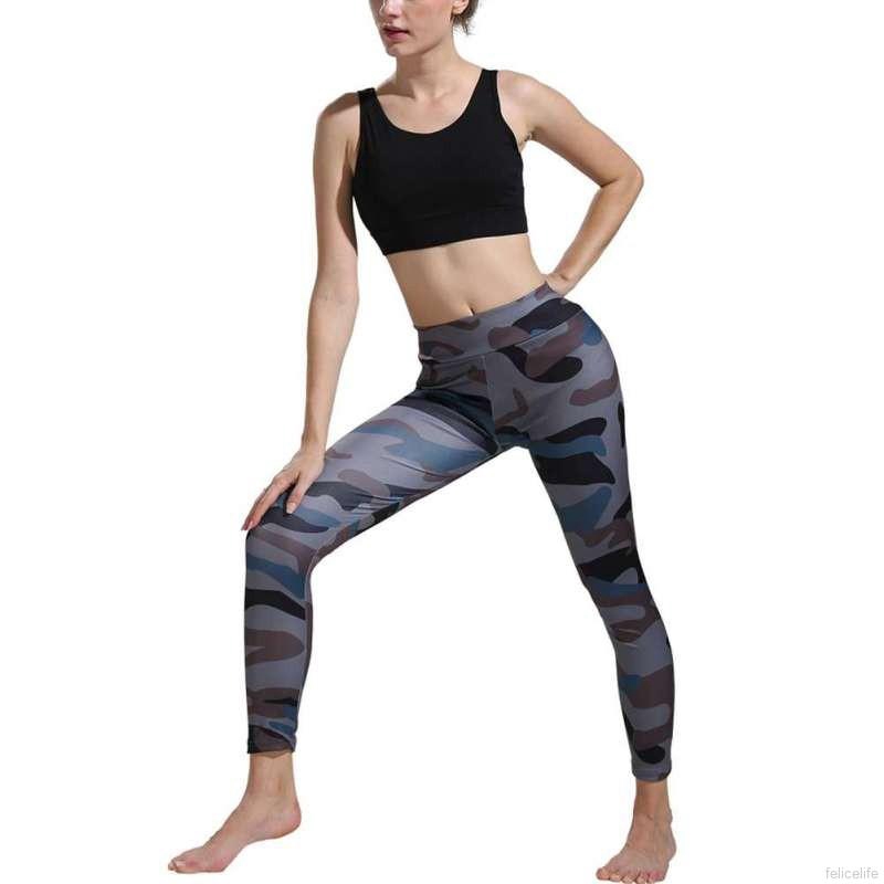 Quần legging tập yoga lưng cao in họa tiết rằn ri