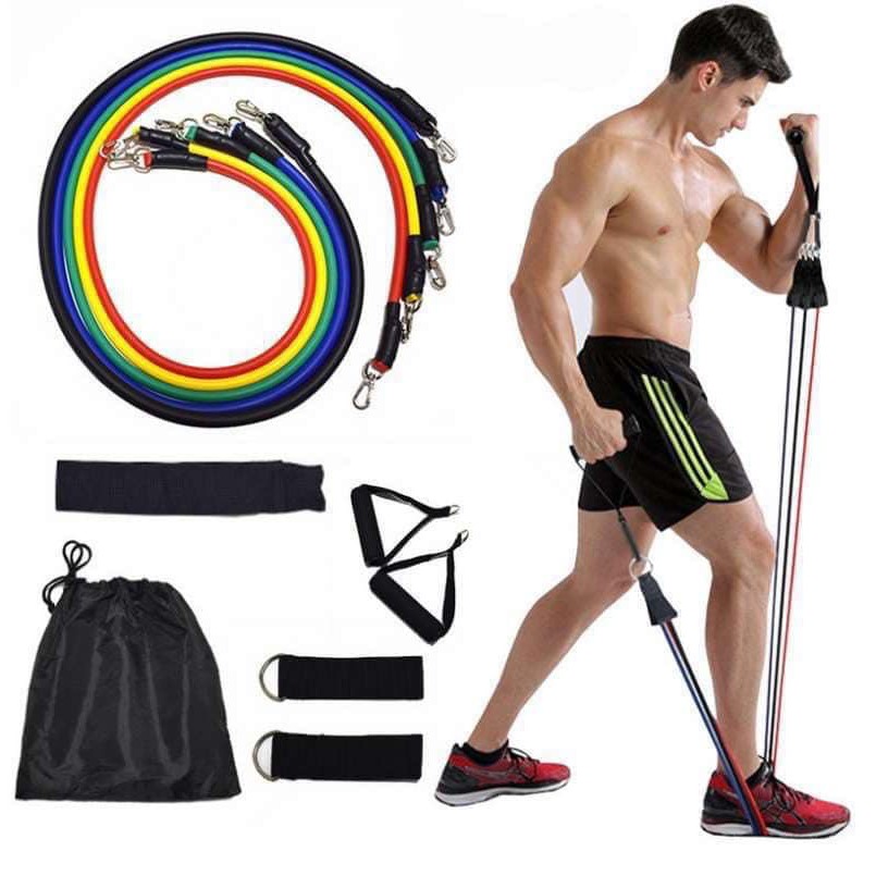 Bộ Dây tập GYm Ngũ sắc tập thể hình, tập gym đa năng ( móc Kim loại) 4.7