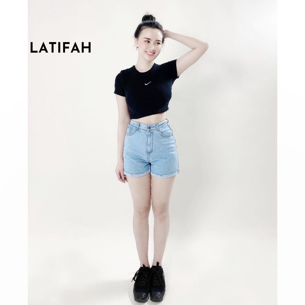 [Mã BMBAU50 giảm 50K đơn 150K] Quần shorts jean nữ LATIFAH lật lai trơn QS001 thời trang dạo phố