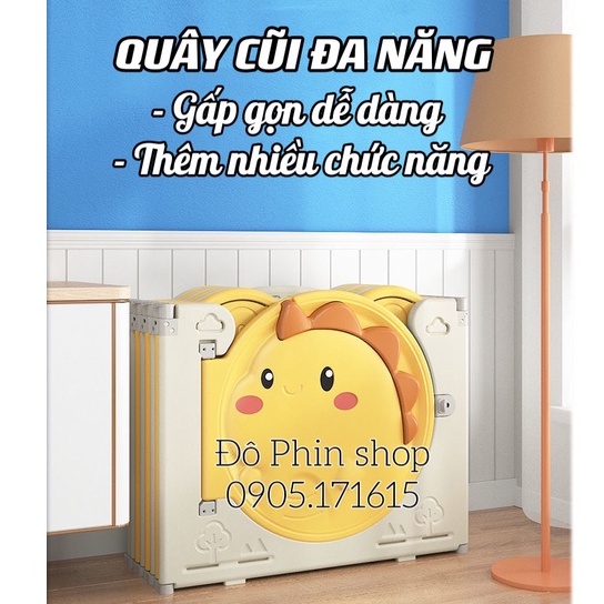 [Thanh lẻ] Quây cũi gấp gọn nhựa nguyên sinh HDPE hình khủng long mẫu mới 2023, nhà banh đồ chơi an toàn cho bé