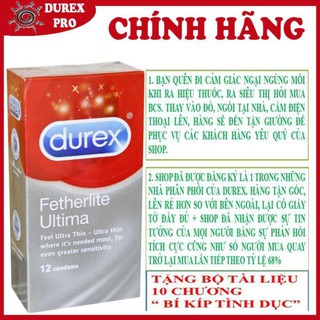 Bao cao su durex fetherlite ultima siêu mỏng 01 hộp bcs durex / 12 bao