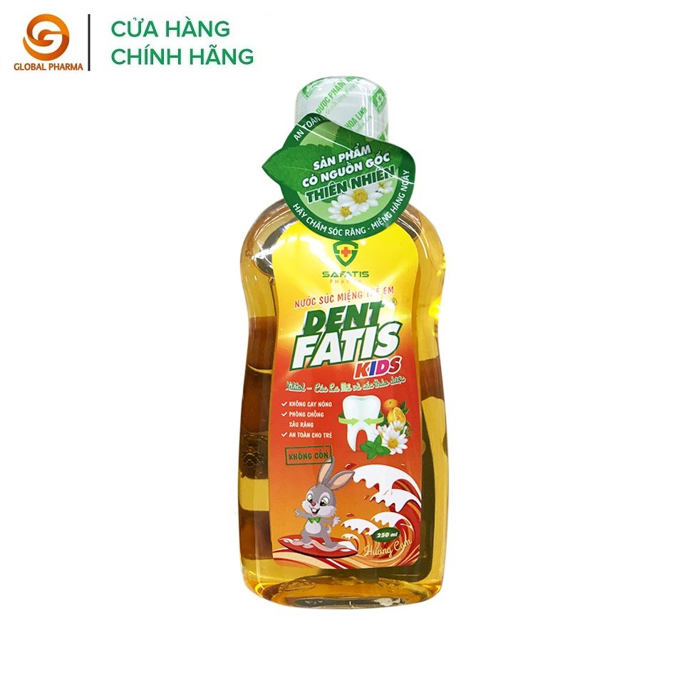 Nước súc miệng trẻ em Dent Fatis Hoa Linh hương cam, hương dâu 250ml, 500ml