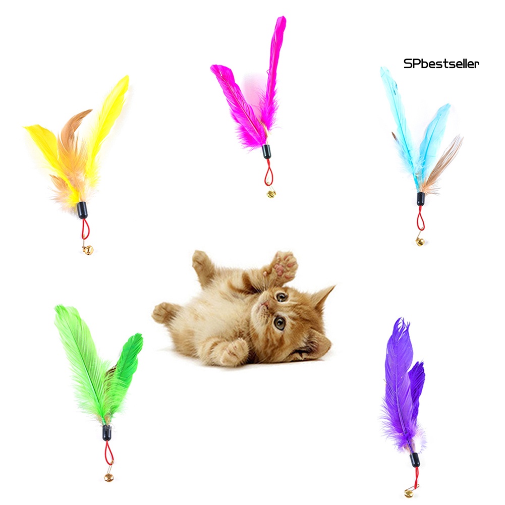Gậy đồ chơi đính lông vũ và chuông vui nhộn dành cho mèo cưng