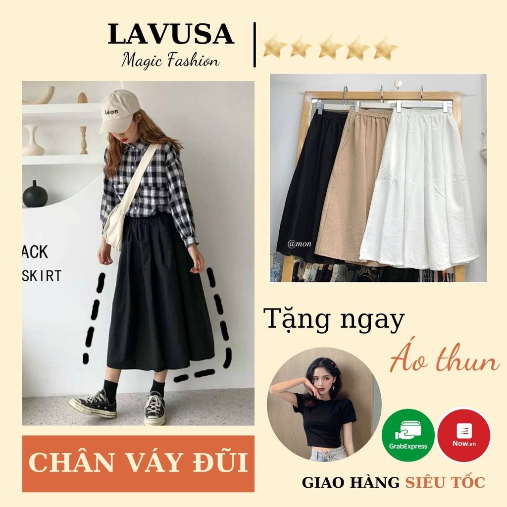 Chân Váy Dài 💖 𝘍𝘳𝘦𝘦𝘴𝘩𝘪𝘱 💖 Chân Váy Đũi Hàn Túi Xẻ Siêu Xinh LAVUSA ( Ảnh Thật / Sẵn )