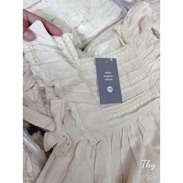 Váy Za.ra Linen bé gái nơ cánh tiên