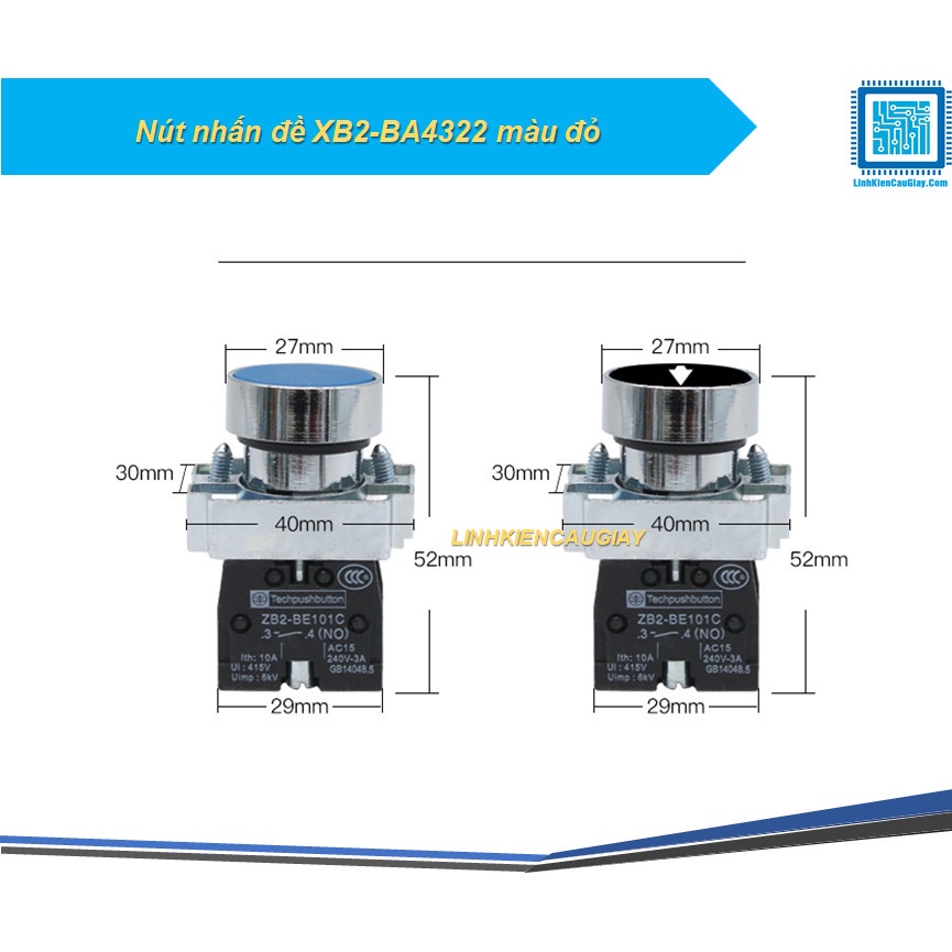 Nút nhấn đề XB2-BA4322 màu đỏ