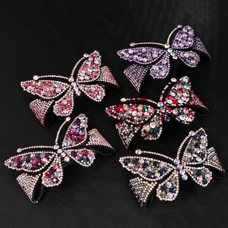 Kẹp Tóc Đính Đá Pha Lê Sang Trọng Mẫu Lá Ba Khía & Nơ Korean Style Fashion Ladies Hairpin Crystal Hair Claw Accessories