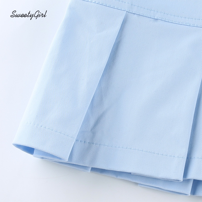 Chân Váy Ngắn Xếp Ly Cạp Cao Màu Trơn Thời Trang Phong Cách Đường Phố Cho Nữ