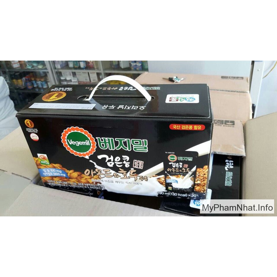 1 thùng sữa óc chó hạnh nhân đậu đen Hàn Quốc(thùng 20 túi x 190ml)