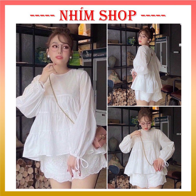 Áo babydoll dáng xòe tiểu thư – Áo kiểu babydoll cài cúc sau siêu mát AN01