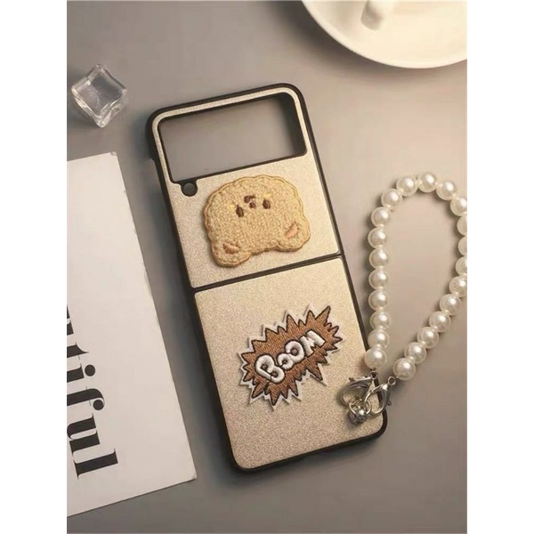 [HÀNGSẴN] Ốp da Z Flip 3 / Z Flip 4 Gấu Boom cực dễ thương cho - hàng design xịn