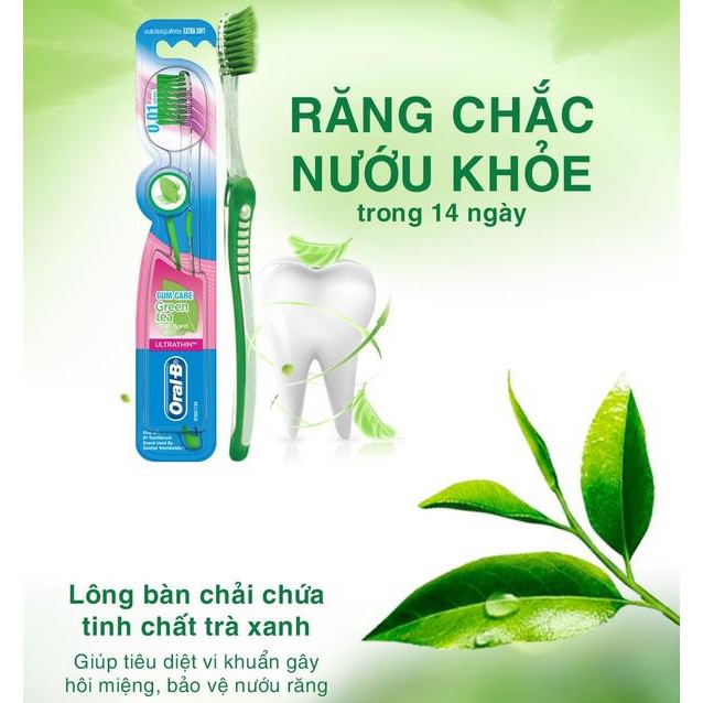 Bàn chải Oral-B tinh chất Trà Xanh/ Trà Đen vỉ 3 cây (Mua 2 tặng 1)