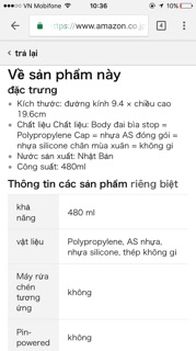 Bình nước Nhật Bản dung tích 480ml