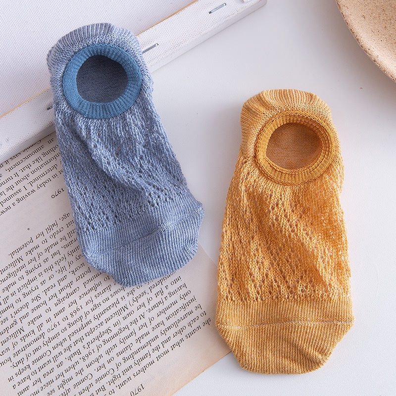 Vớ cotton lưới mỏng xuyên thấu cổ thấp phong cách mùa hè Nhật Bản dễ thương dành cho nữ